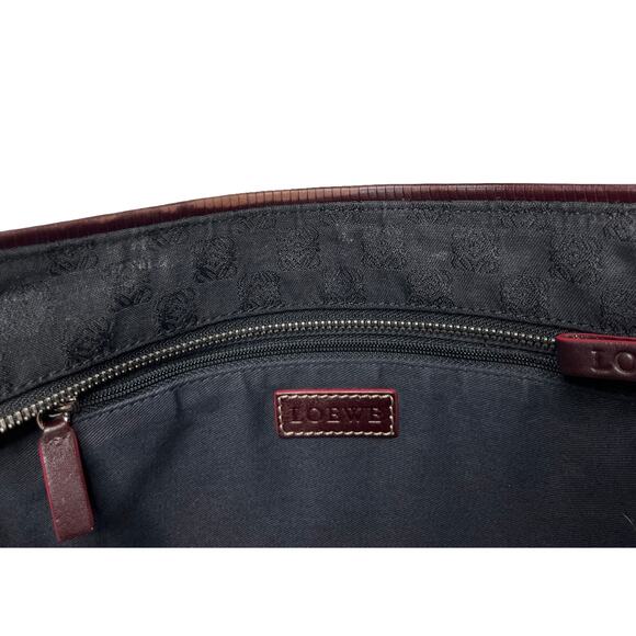 Loewe Jacquard Logo Shoulder Bag Black Gray Leather Trim Red Edge - Picture 10 of 16